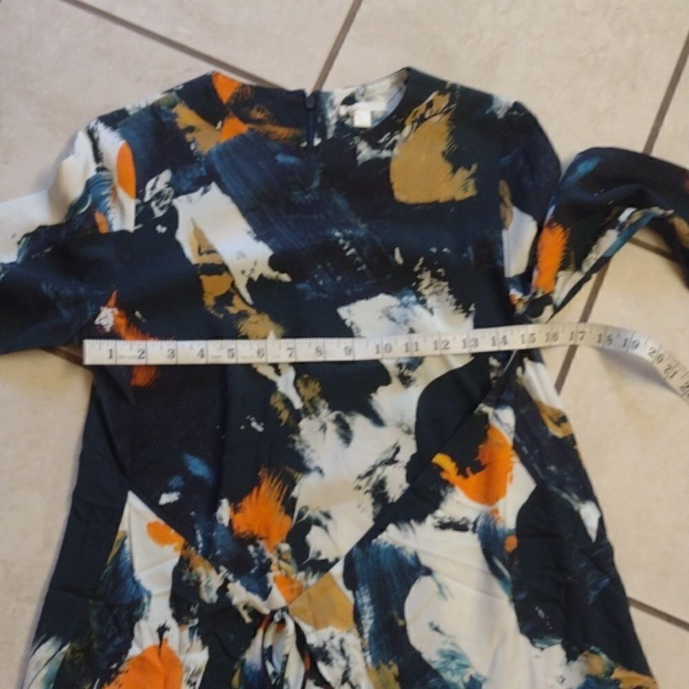 Cos watercolor wrap blouse long sleeve paint splatter print blue orange 4 - Picture 8 of 11